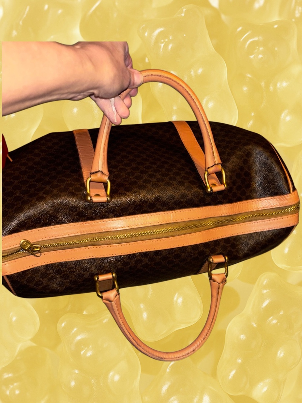 Celine Brown Monogram Travel Duffle with Tan Leather Trim - Picture 15 of 16